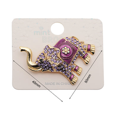 Rhinestone Elephant Brooch