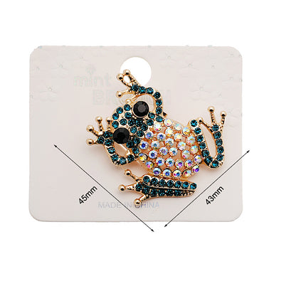 Rhinestone Frog Brooch