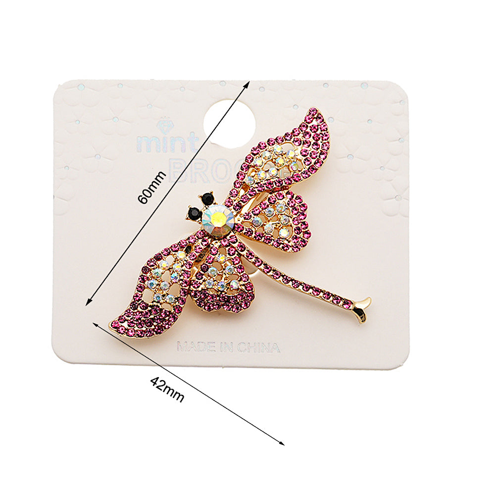 Rhinestone Dragonfly Brooch