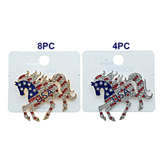 Patriotic USA Stallion Brooch