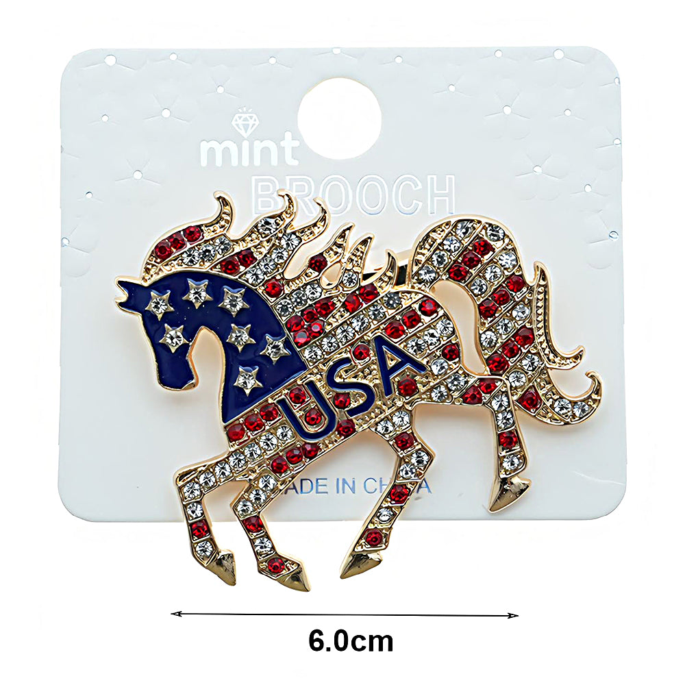 Patriotic USA Stallion Brooch