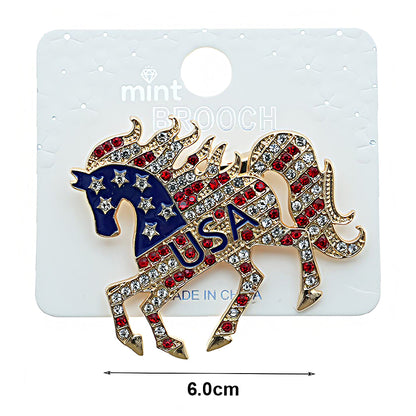 Patriotic USA Stallion Brooch