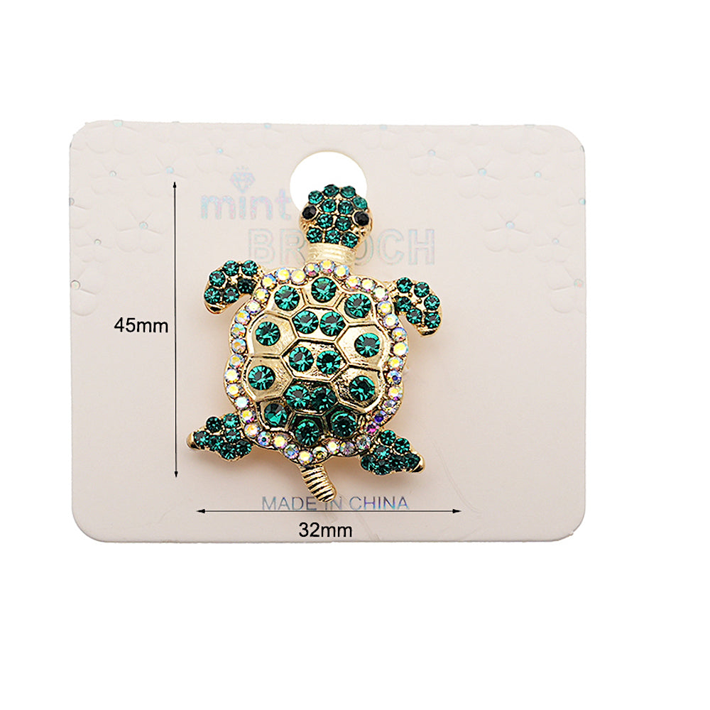 Rhinestone Turtle Brooch
