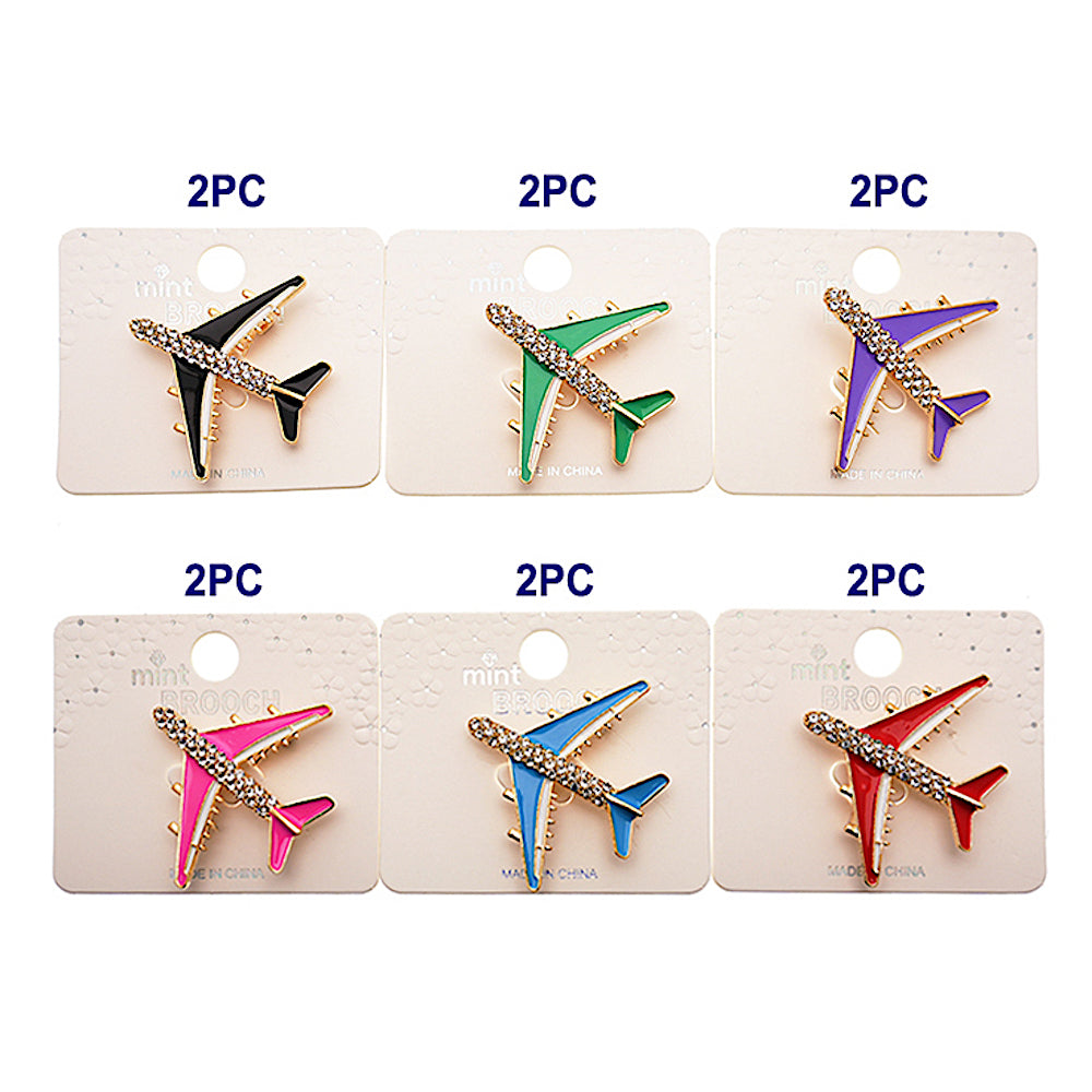 Rhinestone Airplane Brooch