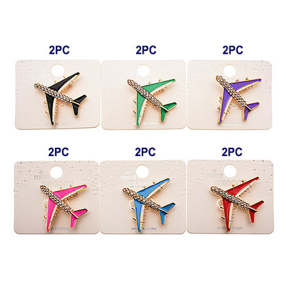 Rhinestone Airplane Brooch