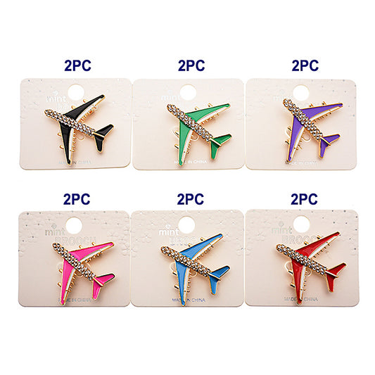 Rhinestone Airplane Brooch