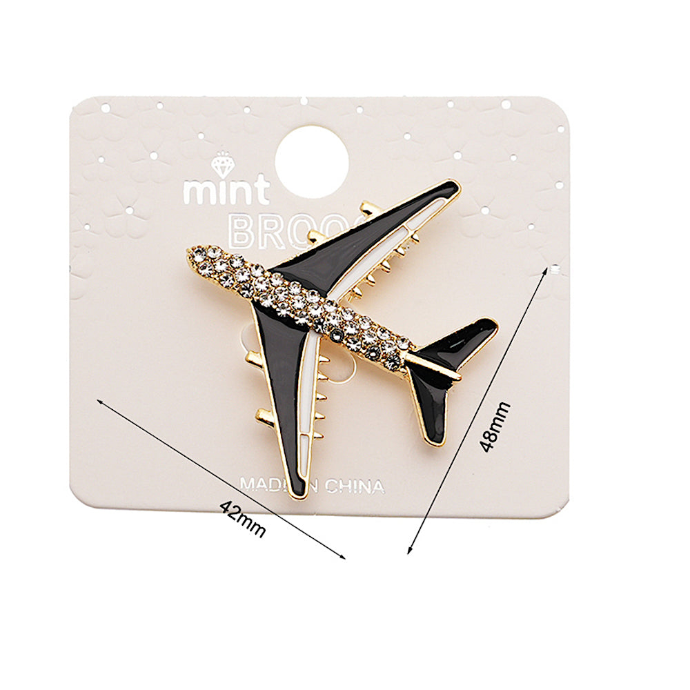 Rhinestone Airplane Brooch