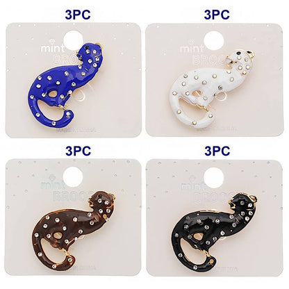 Enamel Rhinestone Cheetah Brooch