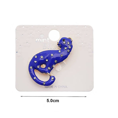 Enamel Rhinestone Cheetah Brooch
