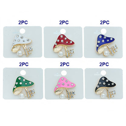 Rhinestone Mushroom Brooch