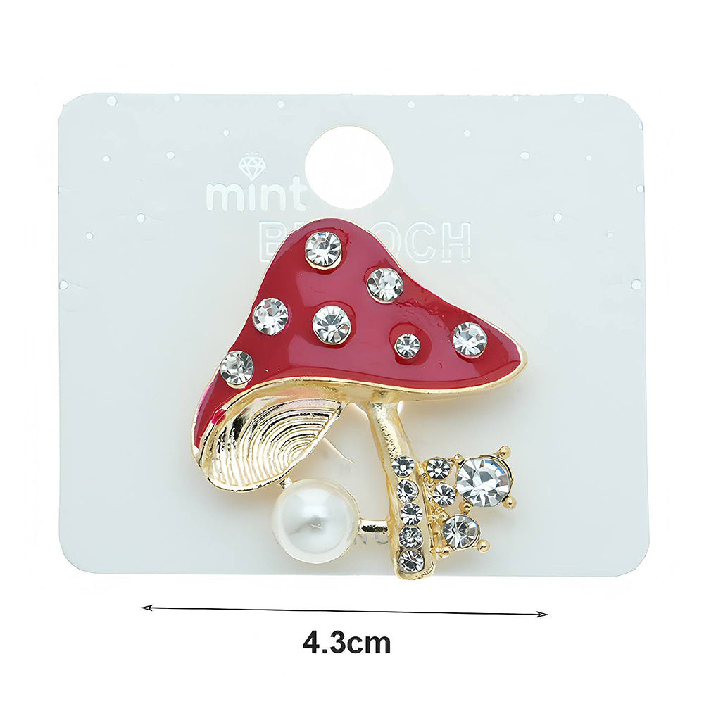 Rhinestone Mushroom Brooch