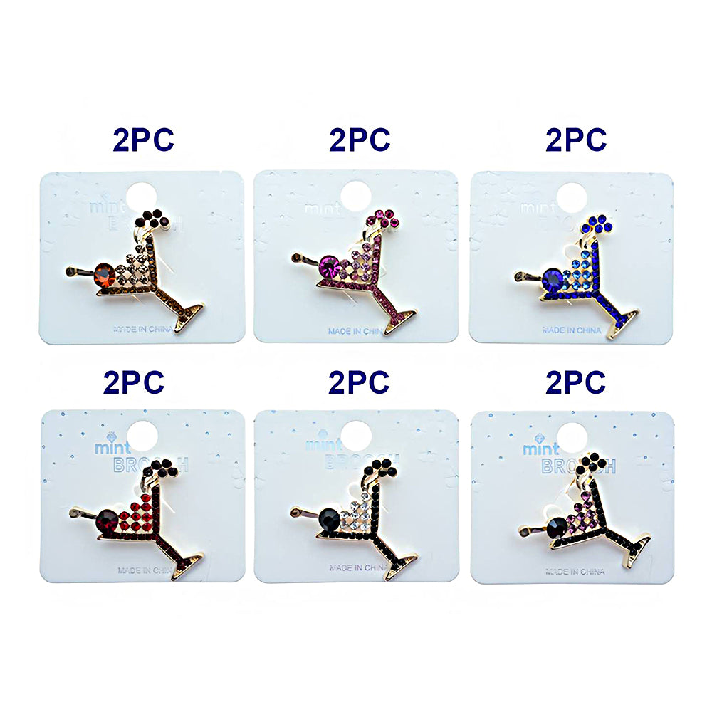 Rhinestone Martini Cocktail Glass Brooch