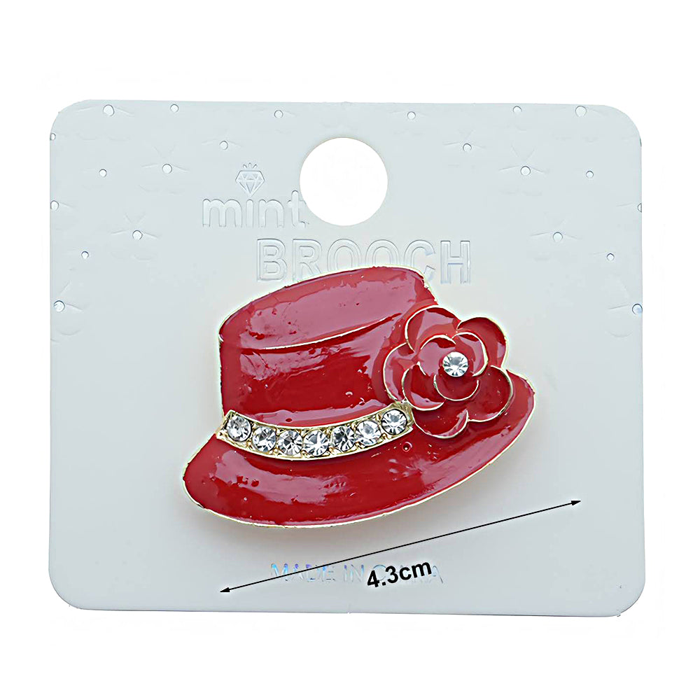 Enamel Rose Sunhat Brooch