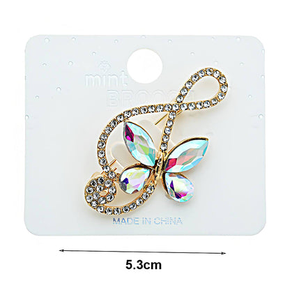 Rhinestone Butterfly Treble Clef Brooch