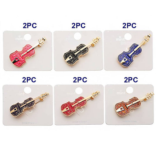 Ornate Enamel Violin Brooch