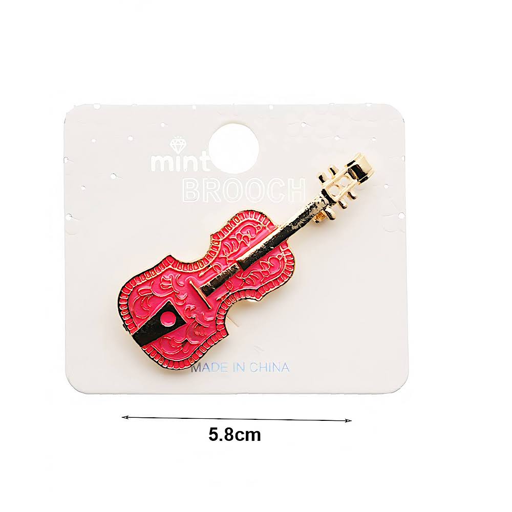 Ornate Enamel Violin Brooch