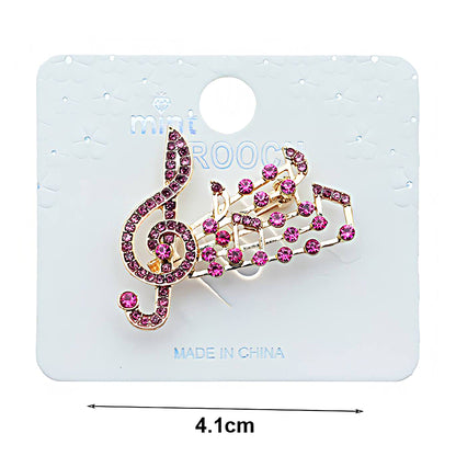 Rhinestone Treble Clef Brooch