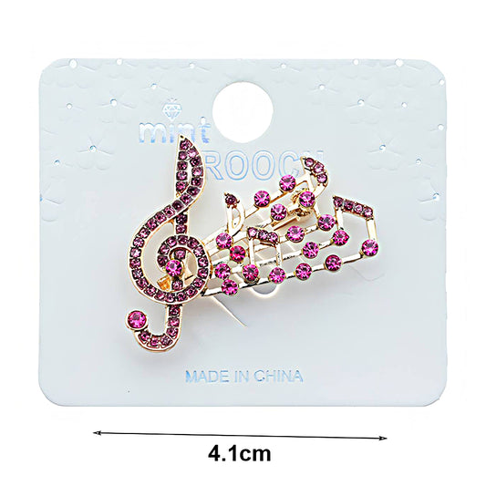Rhinestone Treble Clef Brooch