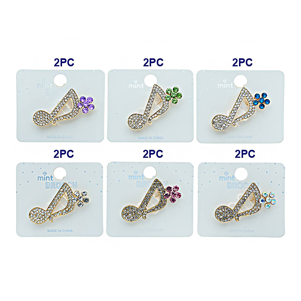 Rhinestone Musical Note Brooch