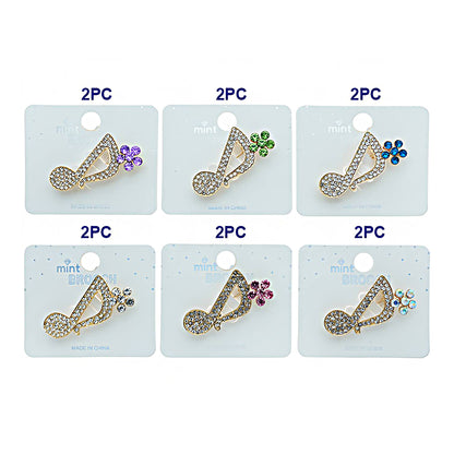 Rhinestone Musical Note Brooch