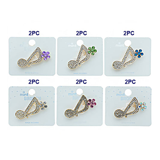 Rhinestone Musical Note Brooch