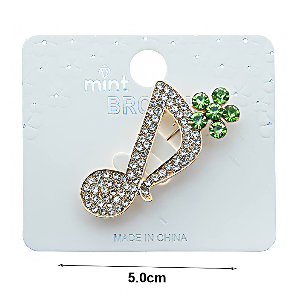 Rhinestone Musical Note Brooch