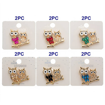 Rhinestone Owl Brooch