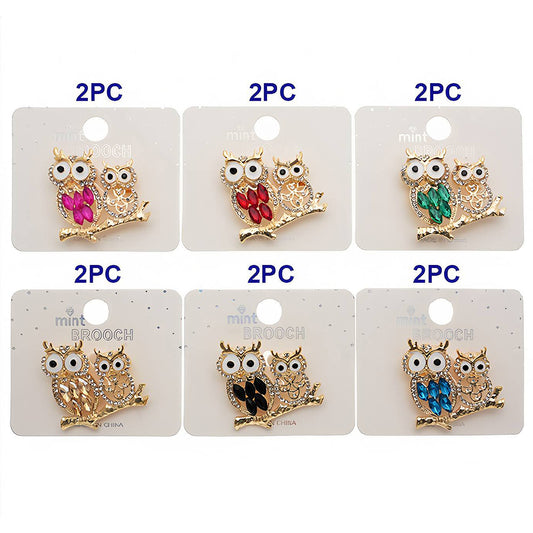 Rhinestone Owl Brooch