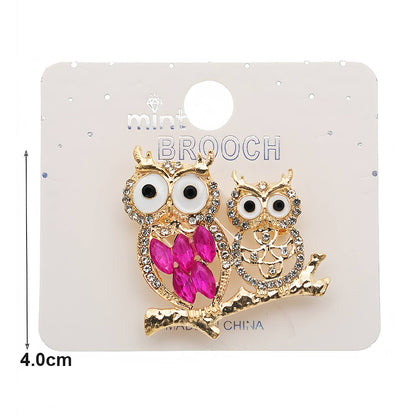 Rhinestone Owl Brooch
