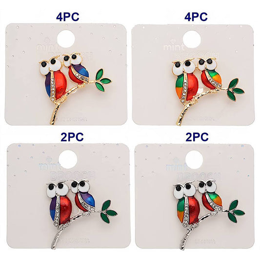 Perched Owl Pair Brooch