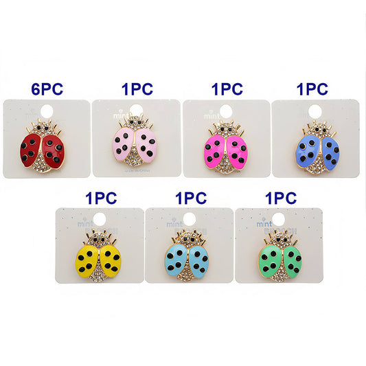 Rhinestone Enamel Ladybug Brooch