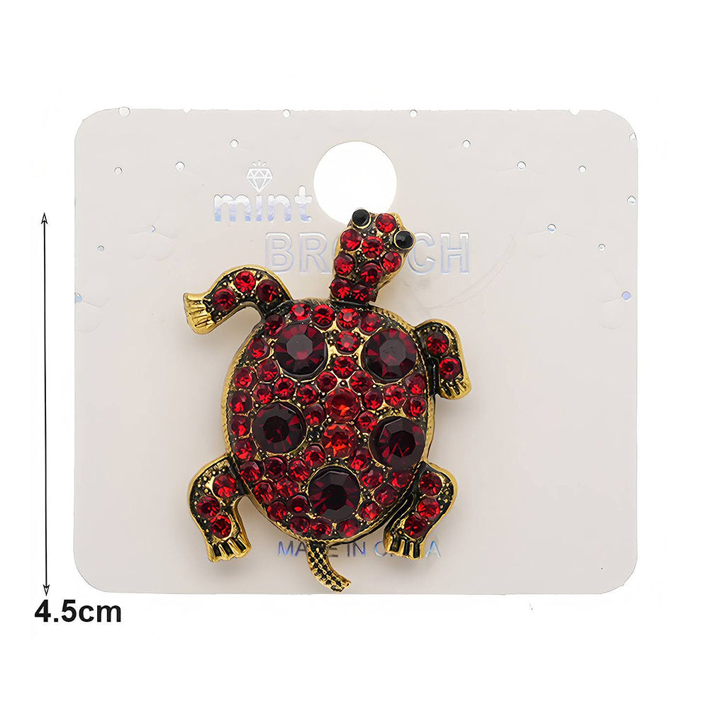 Rhinestone Turtle Brooch