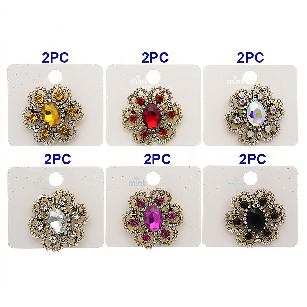 Vintage Casting Rhinestone Flower Brooch