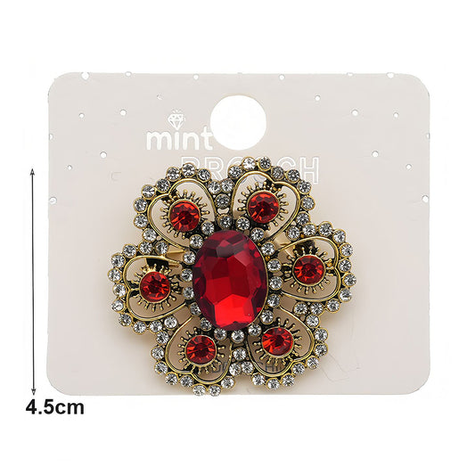Vintage Casting Rhinestone Flower Brooch