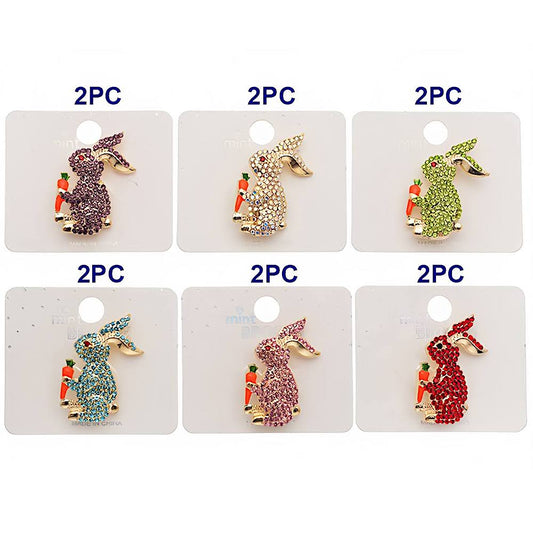 Rhinestone Rabbit with Carrot Brooch