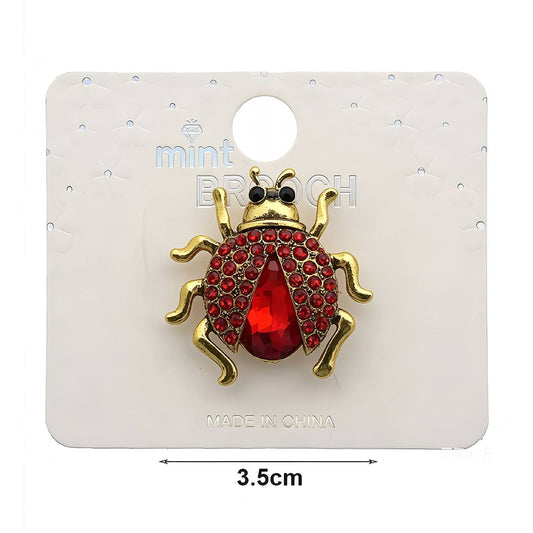 Rhinestone Ladybug Brooch