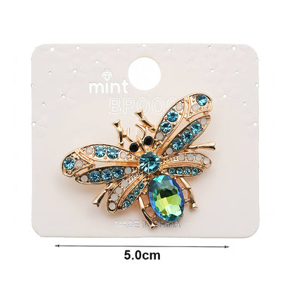 Rhinestone Flying Beetle Brooch
