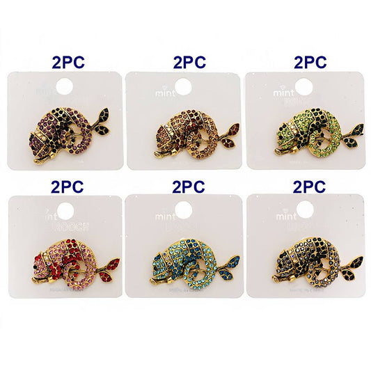 Rhinestone Chameleon Brooch