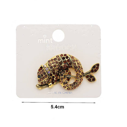 Rhinestone Chameleon Brooch