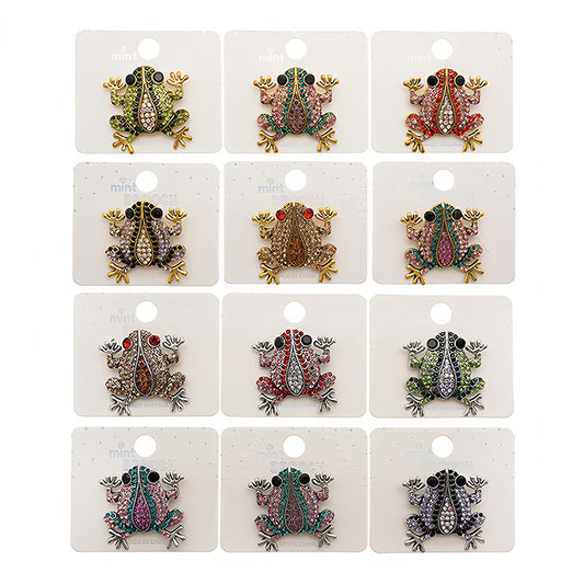 Rhinestone Frog Brooch