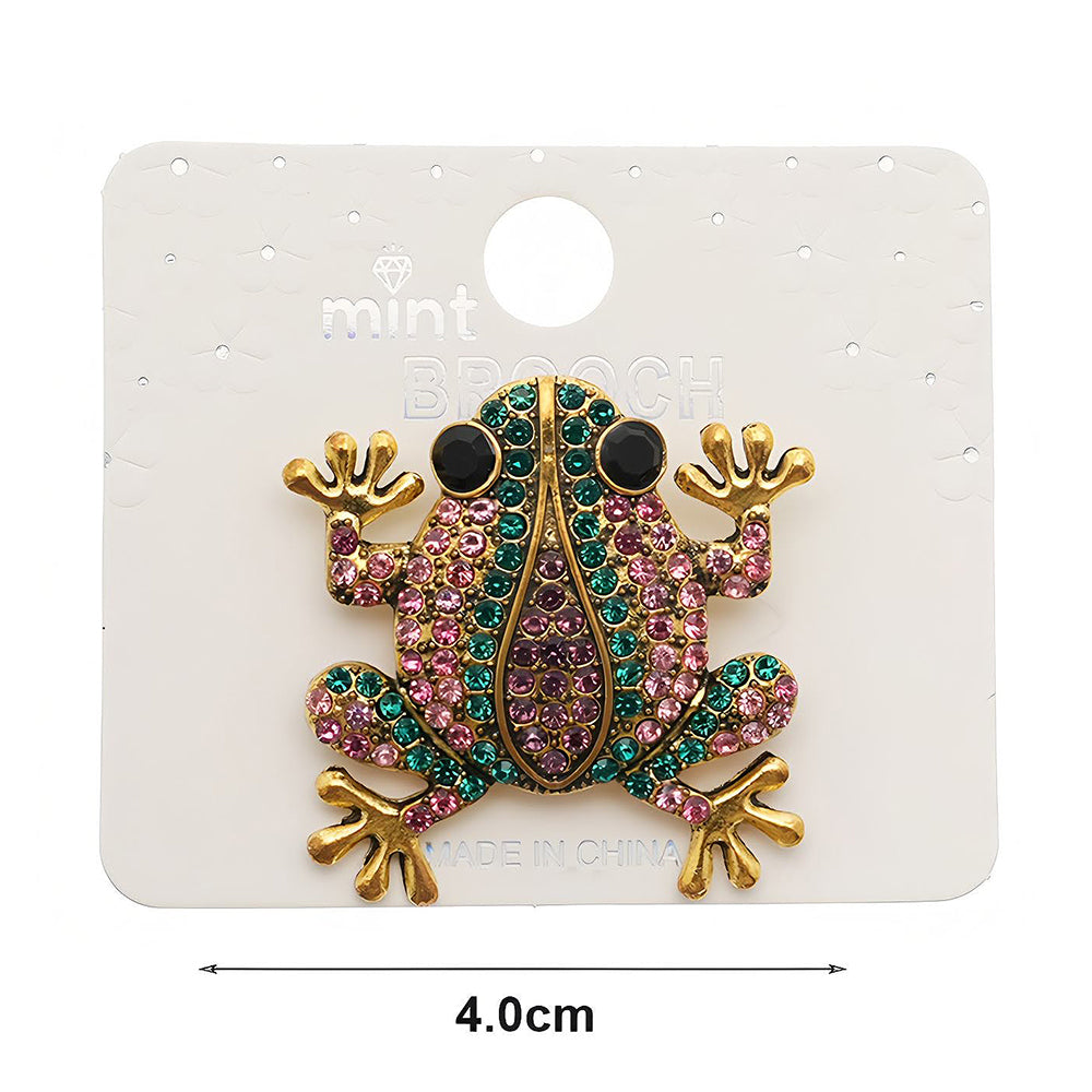 Rhinestone Frog Brooch