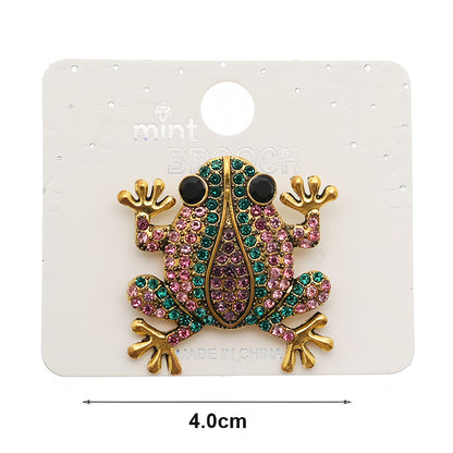 Rhinestone Frog Brooch