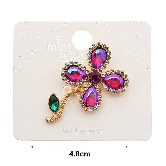 Rhinestone Crystal Flower Brooch