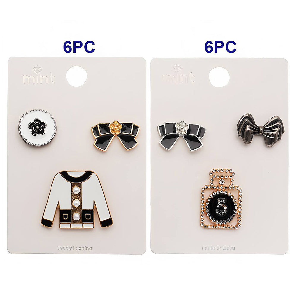 Elegant Lady Black & White 3 Piece Lapel Pins Set