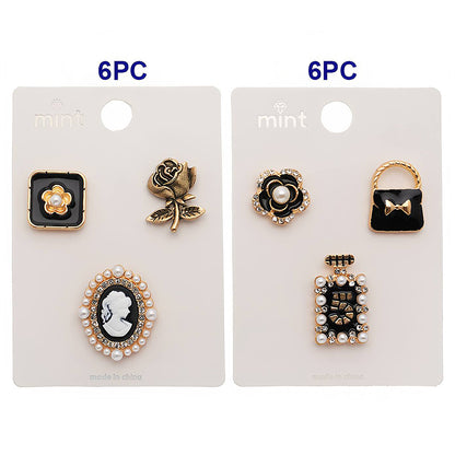Elegant Lady Black & White 3 Piece Lapel Pins Set