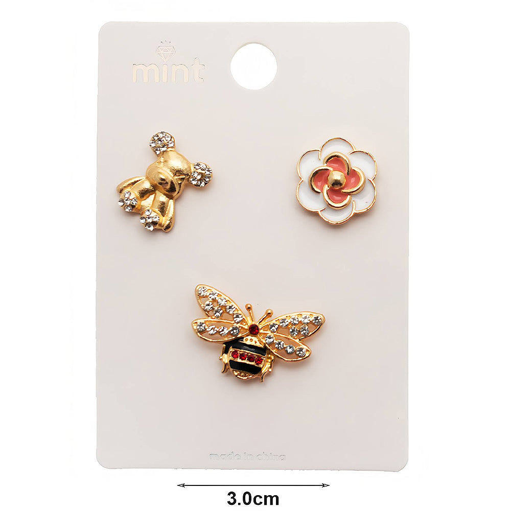 Assorted Teddy Bear Motifs 3 Piece Lapel Pins Set