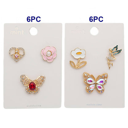 Assorted Butterfly & Flower Motifs 3 Piece Lapel Pins Set