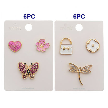 Assorted Butterfly & Flower Motifs 3 Piece Lapel Pins Set