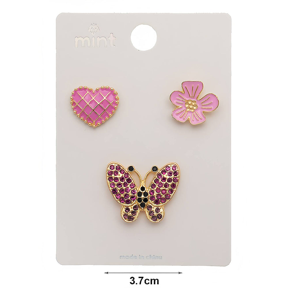 Assorted Butterfly & Flower Motifs 3 Piece Lapel Pins Set