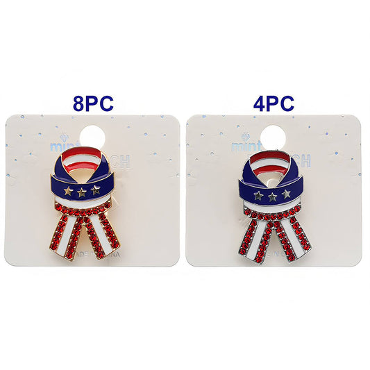 Patriotic USA 4th Of July Ribbon Brooch